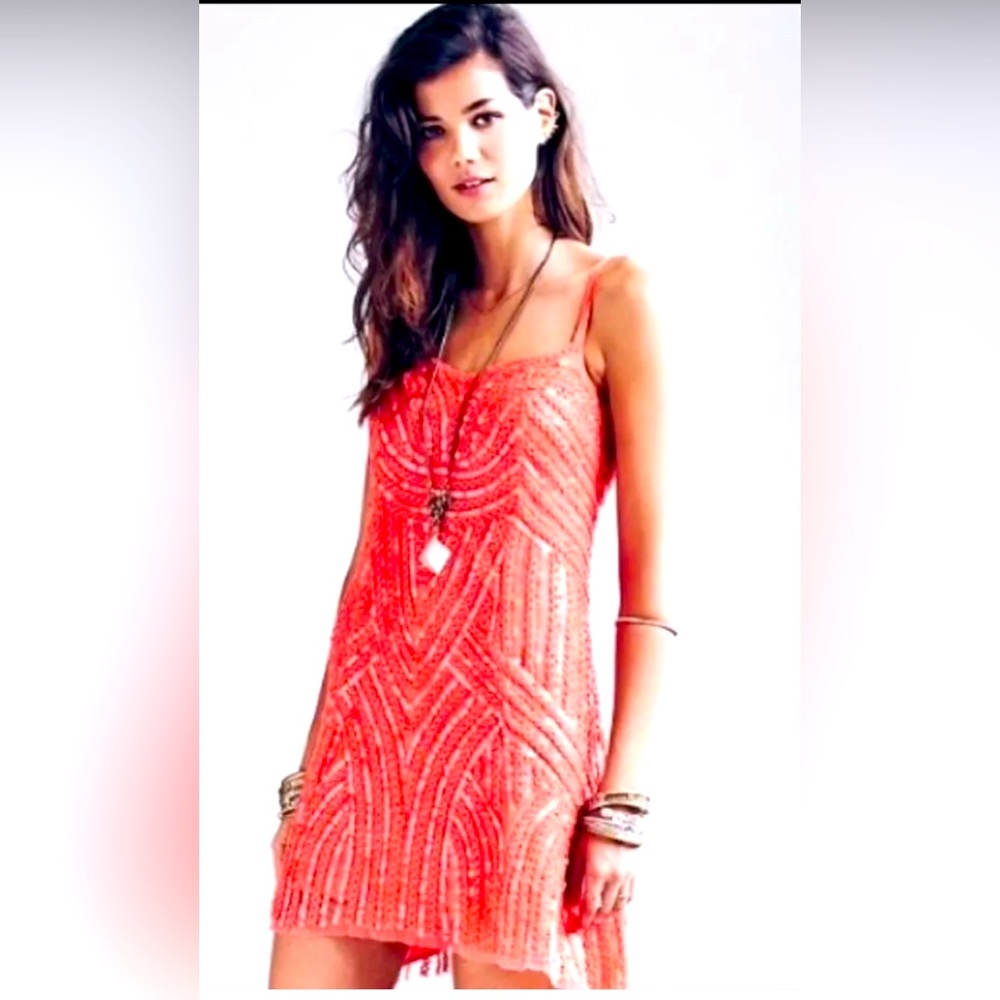Free People sequin dress with chiffon underlay. Size 8